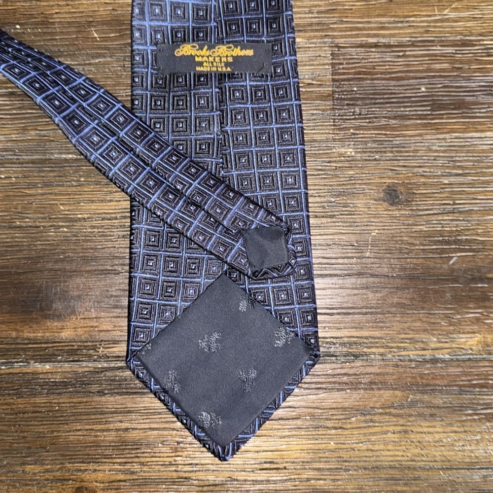 brooks Brothers Makers Blue Geometric Silk Tie - Picture 5 of 5